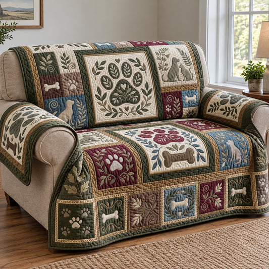 Earthy Paw Quilted Sofa Cover GFTOPND3774