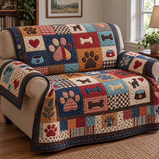 Color Pop Paw Quilted Sofa Cover GFTOPND3777