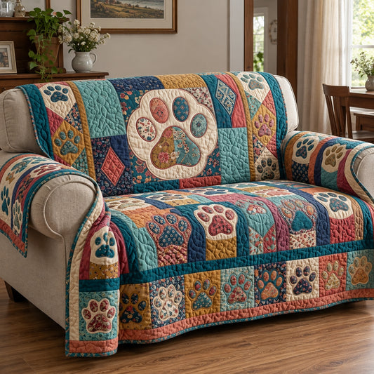 Bohemian Mosaic Paw Quilted Sofa Cover GFTOPND3779