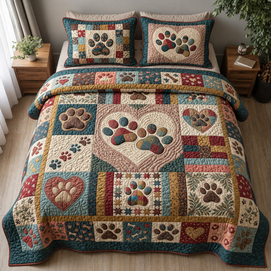 Paw Love Heirloom 3-Piece Quilted Bedding Set GFTOPND3780