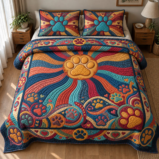 Sunshine Paw 3-Piece Quilted Bedding Set GFTOPND3781