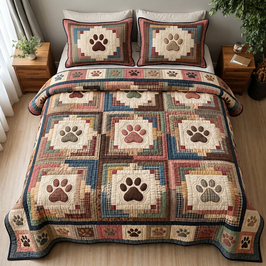Paw Log Cabin 3-Piece Quilted Bedding Set GFTOPND3782