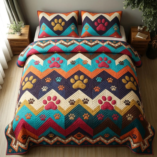 Paw Zigzag Fiesta 3-Piece Quilted Bedding Set GFTOPND3783
