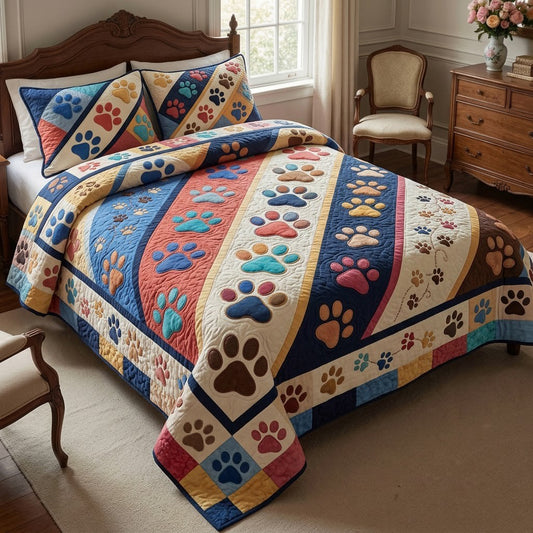 Paw Diamond Garden 3-Piece Quilted Bedding Set GFTOPND3784