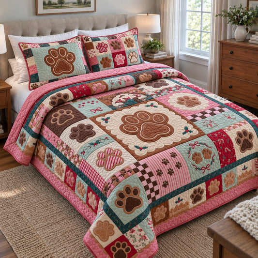 Gingerbread Paw Bakery 3-Piece Quilted Bedding Set GFTOPND3786