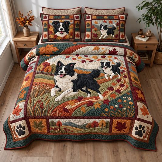 Autumn Leaf Zoomies 3-Piece Quilted Bedding Set GFTOPND3788