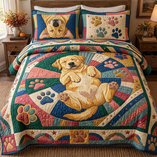 Labrador Sleepy Paws Up 3-Piece Quilted Bedding Set GFTOPND3799