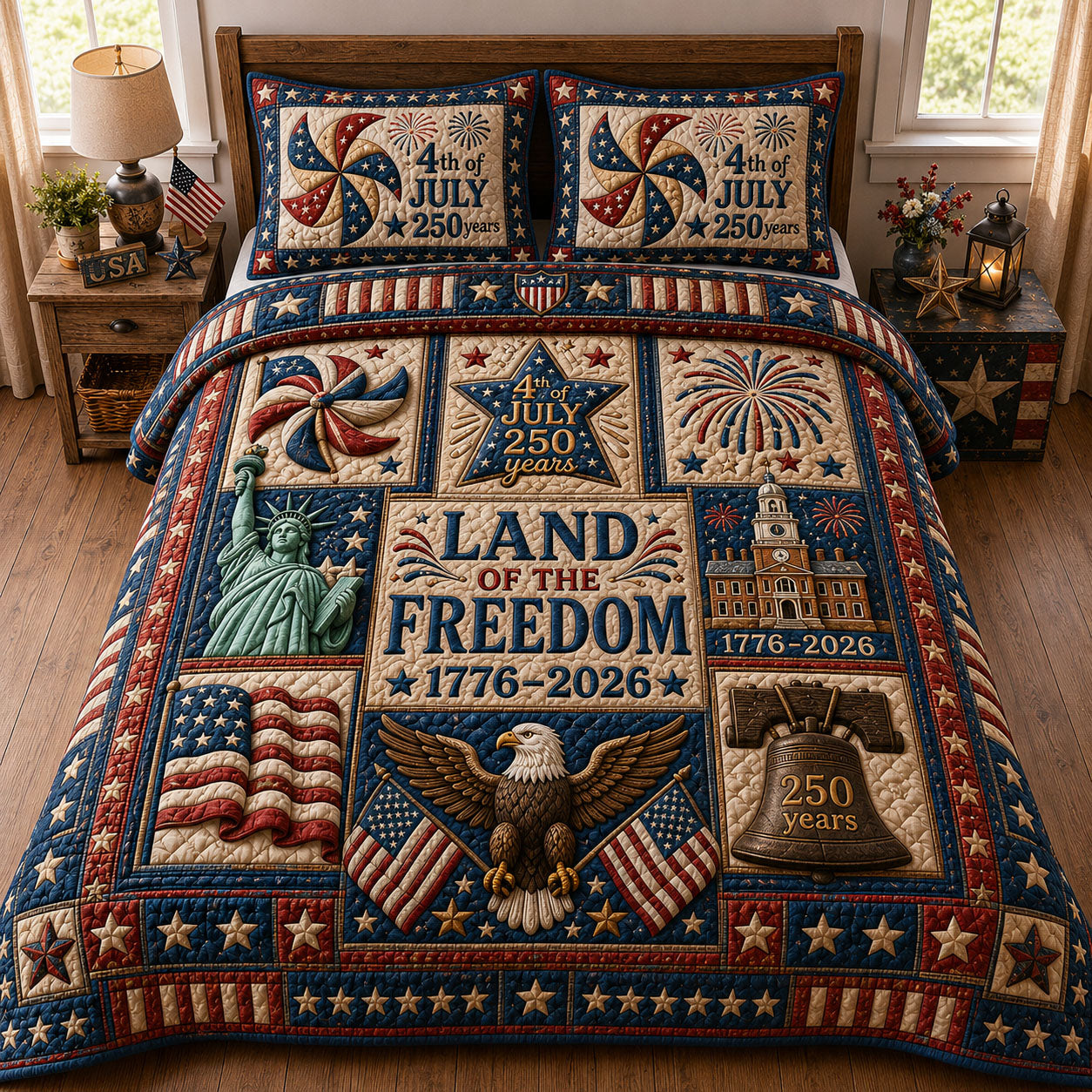 Heritage Patch 3-Piece Quilted Bedding Set GFTOPND38