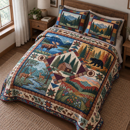 Blue Ridge Woodland 3-Piece Quilted Bedding Set GFTOPND3826