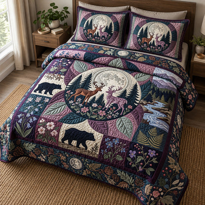 Moonlit Woodland Garden 3-Piece Quilted Bedding Set GFTOPND3830