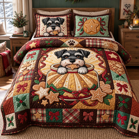 Schnauzer Glowing Cookie Jar 3-Piece Quilted Bedding Set GFTOPND3889