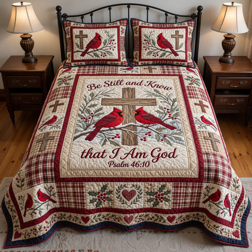 Be Still And Know 3-Piece Quilted Bedding Set GFTOPND3909