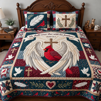 He Will Cover You 3-Piece Quilted Bedding Set GFTOPND3913