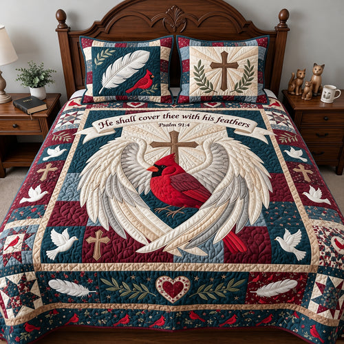 He Will Cover You 3-Piece Quilted Bedding Set GFTOPND3913