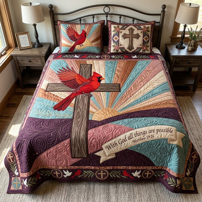 All Things Are Possible 3-Piece Quilted Bedding Set GFTOPND3914