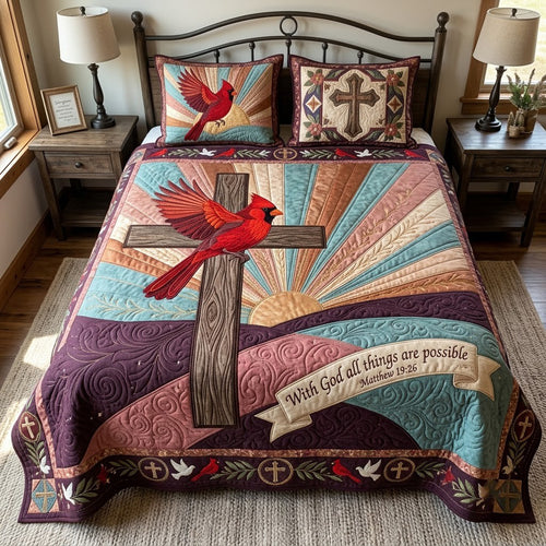 All Things Are Possible 3-Piece Quilted Bedding Set GFTOPND3914