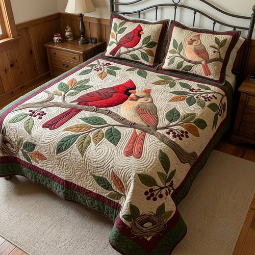 Cardinal Faithful Companion 3-Piece Quilted Bedding Set GFTOPND3934