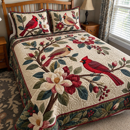 Cardinal Blossoming Arch 3-Piece Quilted Bedding Set GFTOPND3937