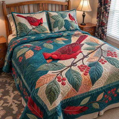 Cardinal Morning Dew 3-Piece Quilted Bedding Set GFTOPND3940