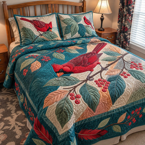 Cardinal Morning Dew 3-Piece Quilted Bedding Set GFTOPND3940