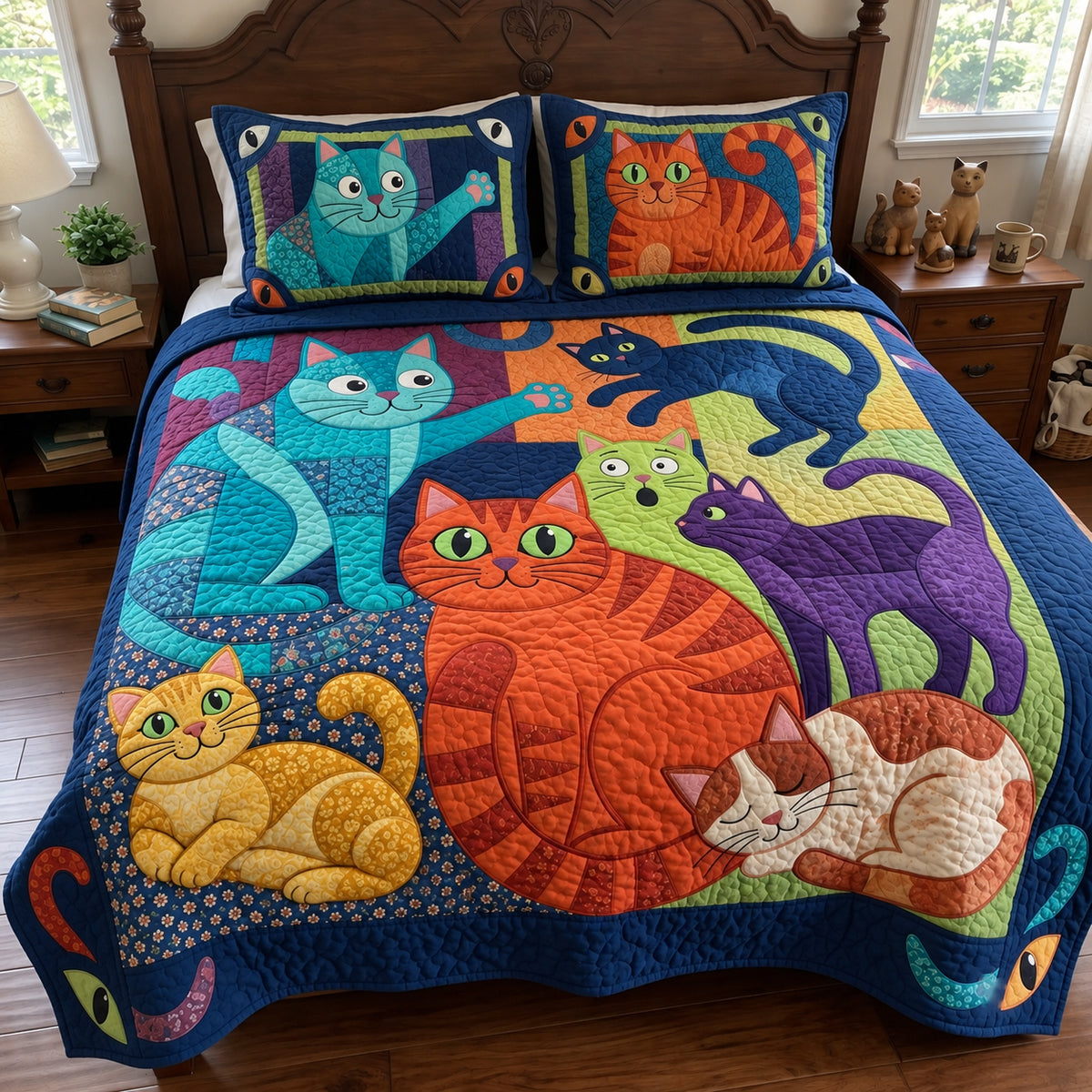 Cat Quilt Takeover 3-Piece Quilted Bedding Set GFTOPND3953