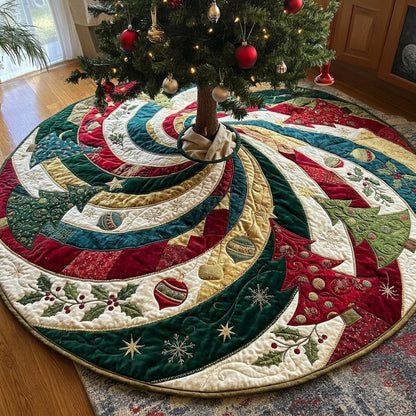 Enchanted Christmas Spiral Quilted Tree Skirt GFTOPND3955