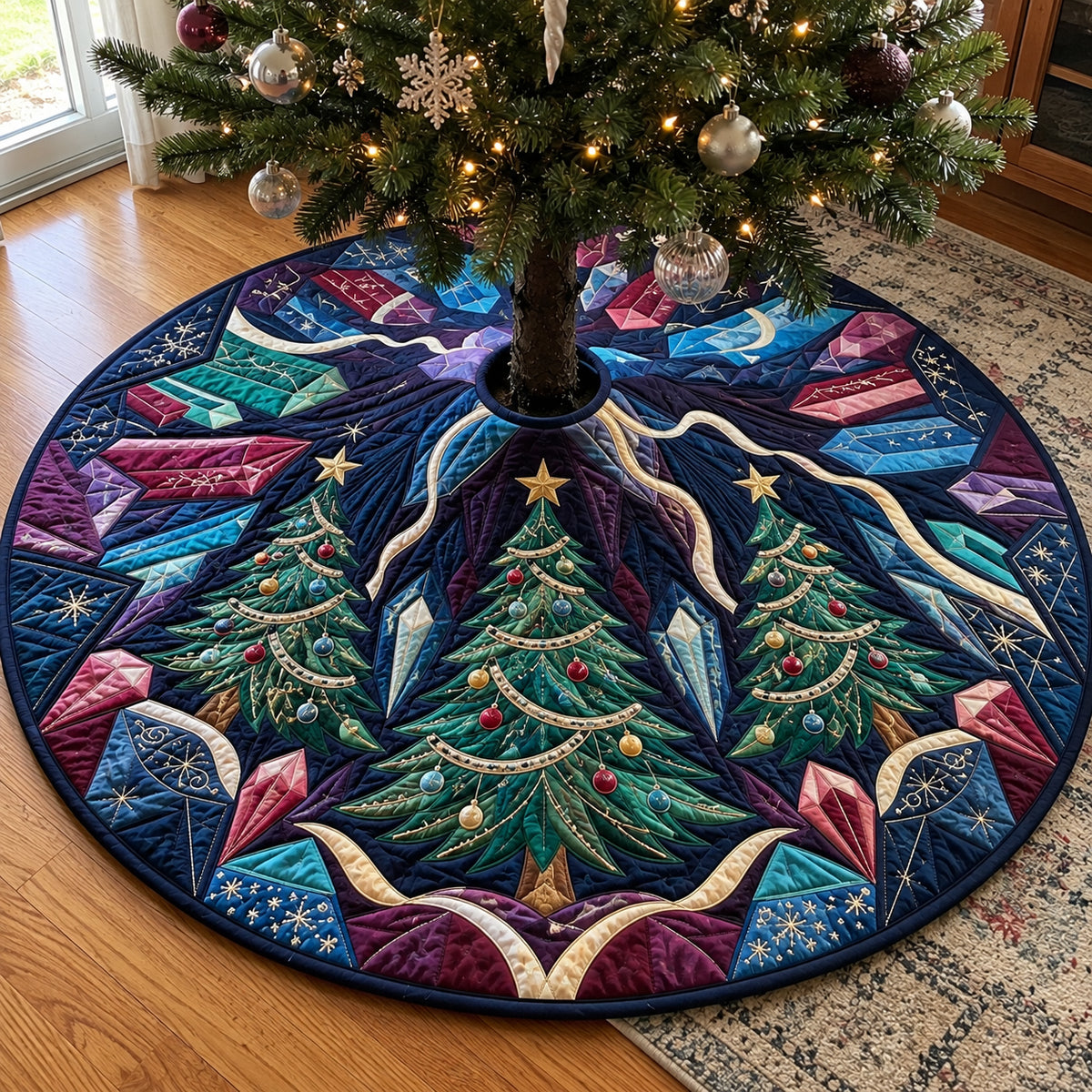 Christmas Tree Crystal Cavern Quilted Tree Skirt GFTOPND3958