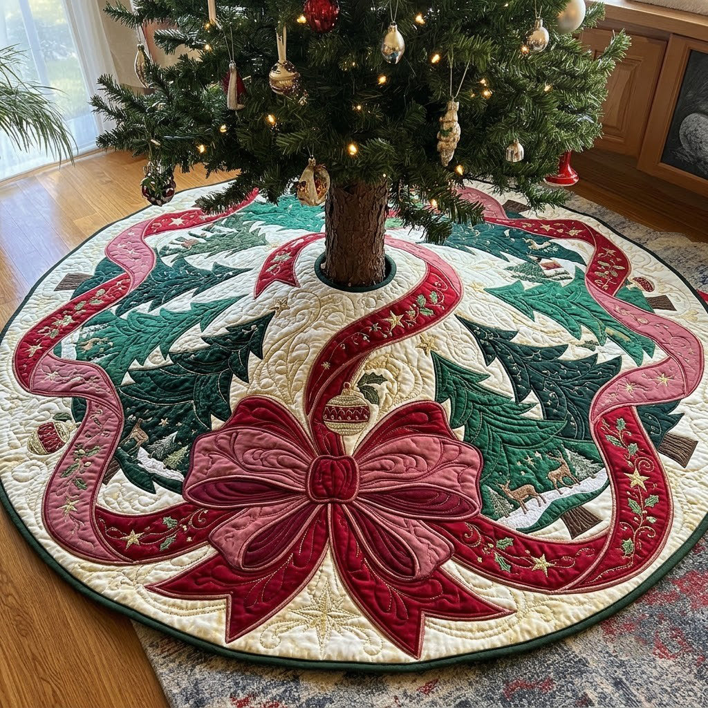 Christmas Tree Giant Bow Quilted Tree Skirt GFTOPND3959