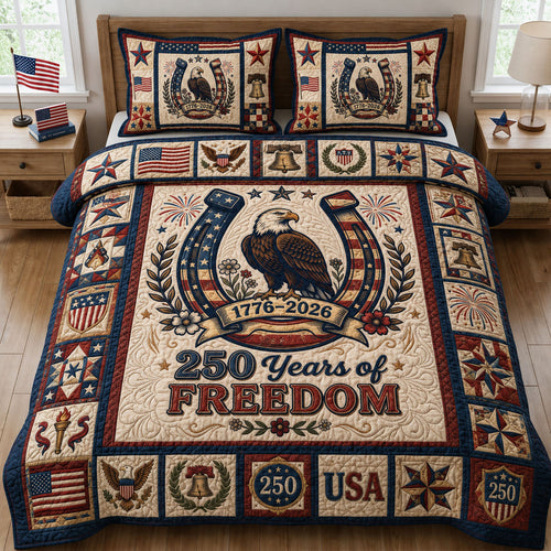 Patriotic Bald Eagle 3-Piece Quilted Bedding Set GFTOPND396