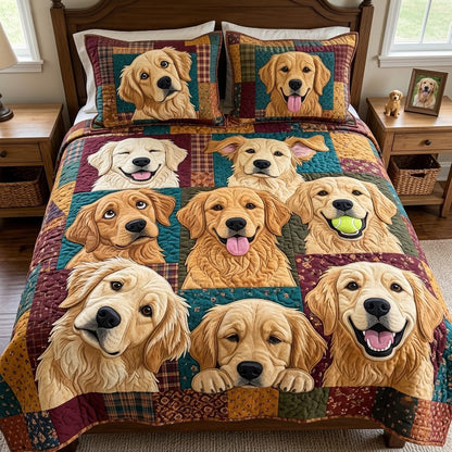 Goofy Golden Faces 3-Piece Quilted Bedding Set GFTOPND3985