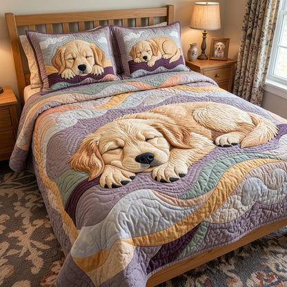 Sleepy Little Golden 3-Piece Quilted Bedding Set GFTOPND3988