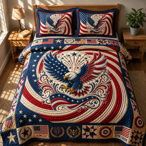Patriotic Bald Eagle 3-Piece Quilted Bedding Set GFTOPND400