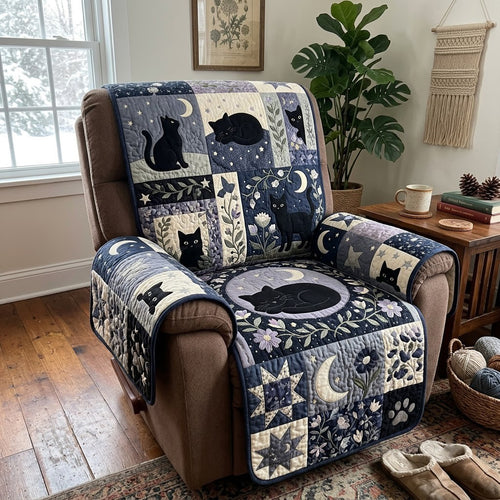Moonlit Black Cats Quilted Sofa Cover GFTOPND4004