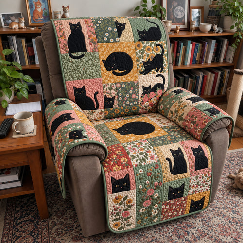 Garden Black Cats Quilted Sofa Cover GFTOPND4009