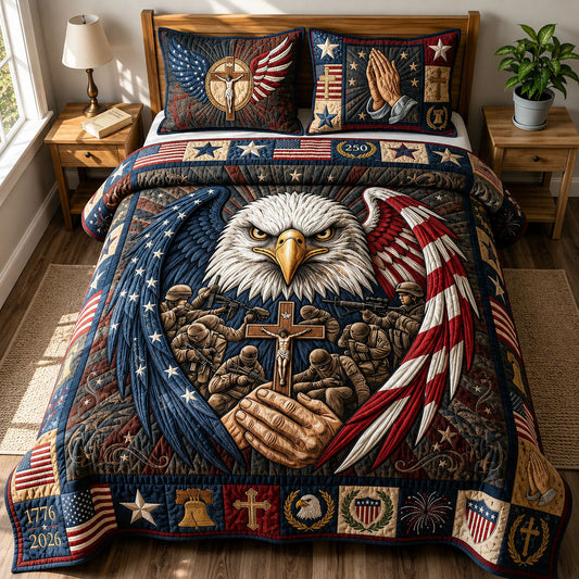 America 250 Pride 3-Piece Quilted Bedding Set GFTOPND404