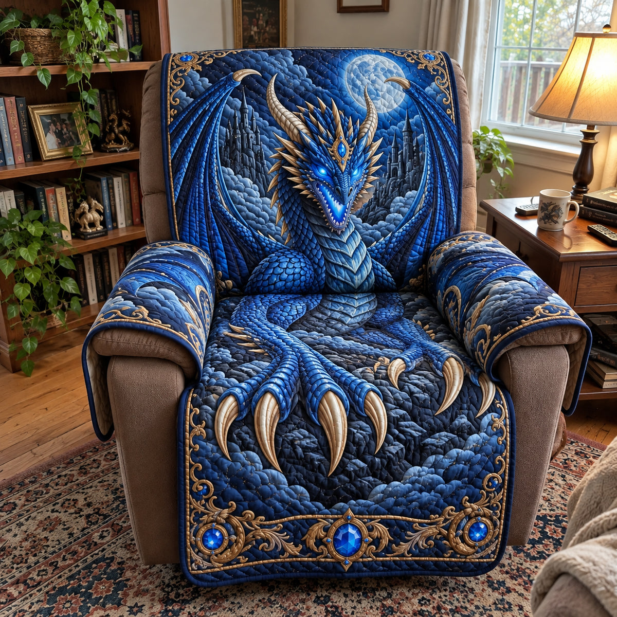 Azure Dragon Dreams Quilted Sofa Cover GFTOPND4041