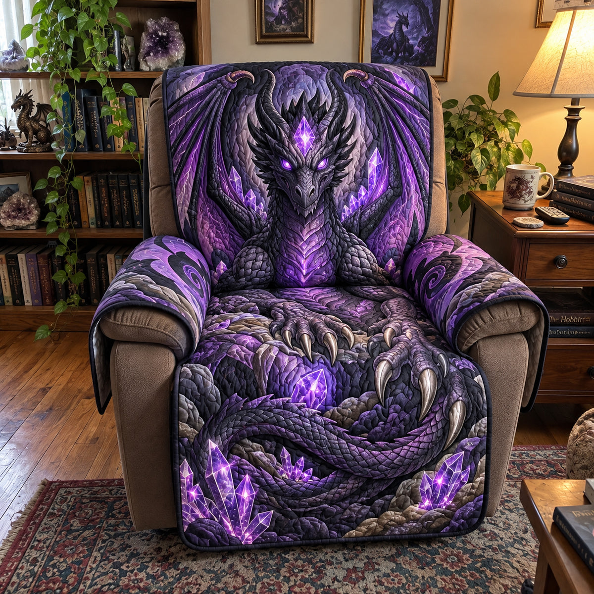 Amethyst Shadow Dragon Quilted Sofa Cover GFTOPND4042