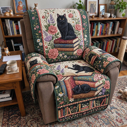 Bookish Black Cat Garden Quilted Sofa Cover GFTOPND4047