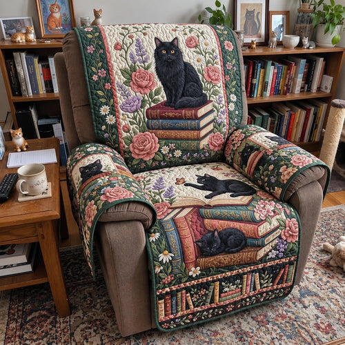 Bookish Black Cat Garden Quilted Sofa Cover GFTOPND4047