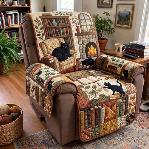 Cat Book Nook Quilted Sofa Cover GFTOPND4051
