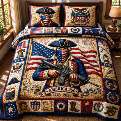 Patriotic Revolutionary Soldier 3-Piece Quilted Bedding Set GFTOPND406