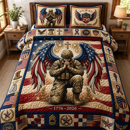 Kneeling Soldier 3-Piece Quilted Bedding Set GFTOPND407