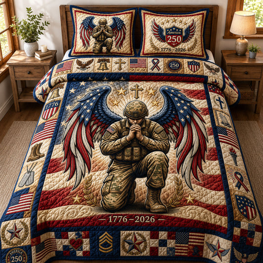 Kneeling Soldier 3-Piece Quilted Bedding Set GFTOPND407