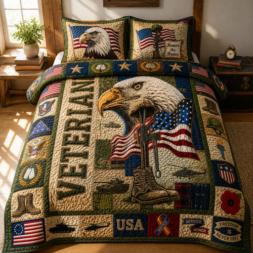 US Veteran 3-Piece Quilted Bedding Set GFTOPND408