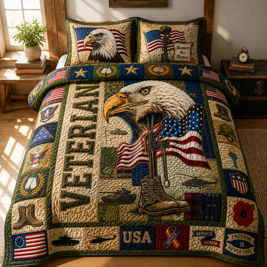 US Veteran 3-Piece Quilted Bedding Set GFTOPND408