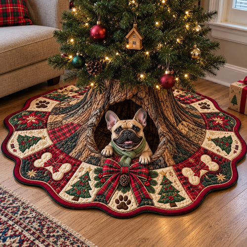 Frenchie Hollow Window Custom Shape Christmas Quilted Tree Skirt GFTOPND4080