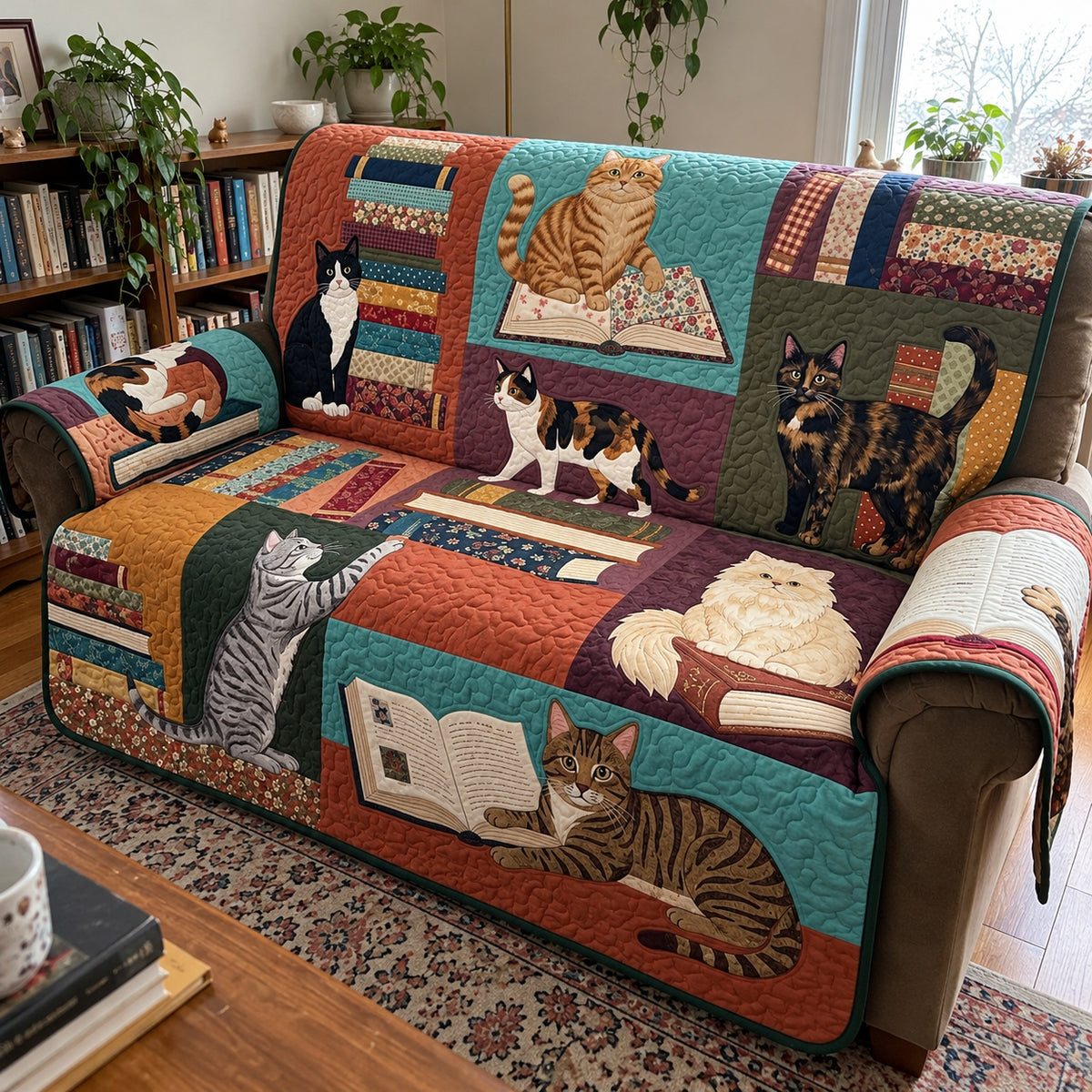 Their Favorite Books Quilted Sofa Cover GFTOPND4094