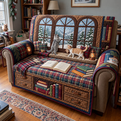 Winter Cabin Window Quilted Sofa Cover GFTOPND4097