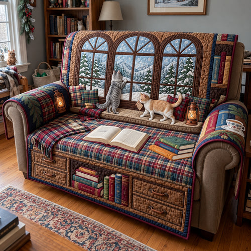 Winter Cabin Window Quilted Sofa Cover GFTOPND4097
