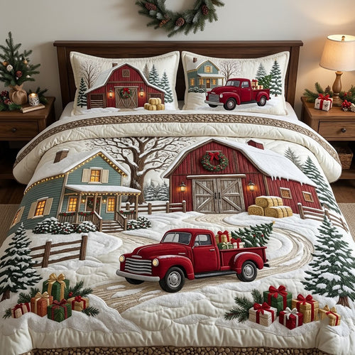 Old Red Barn 3-Piece Quilted Bedding Set GFTOPND4108
